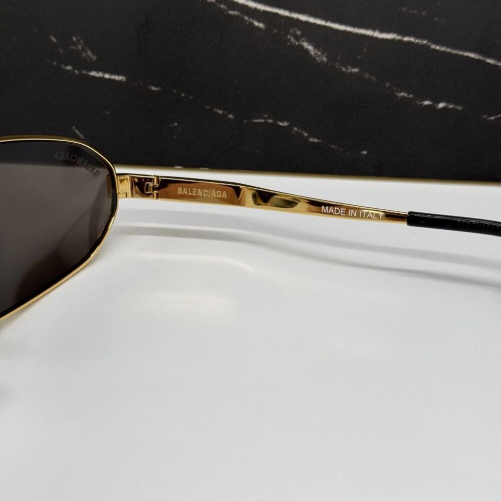 NEW BB0227S 001 BALENCIAGA DARK GOLD/GREY MEN BALENCIAGA SUNGLASSES - Picture 11 of 13